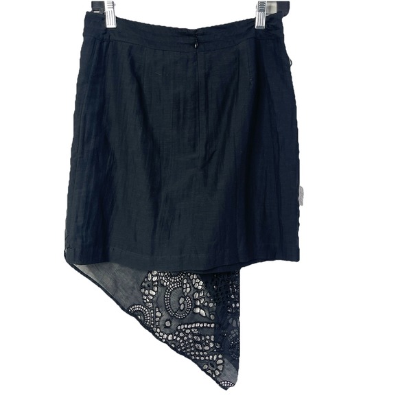 NWT Anthro Leifnotes Black Skirt Size 2 Eyelet Silk Asymmetrical Whimsigoth - Picture 5 of 9